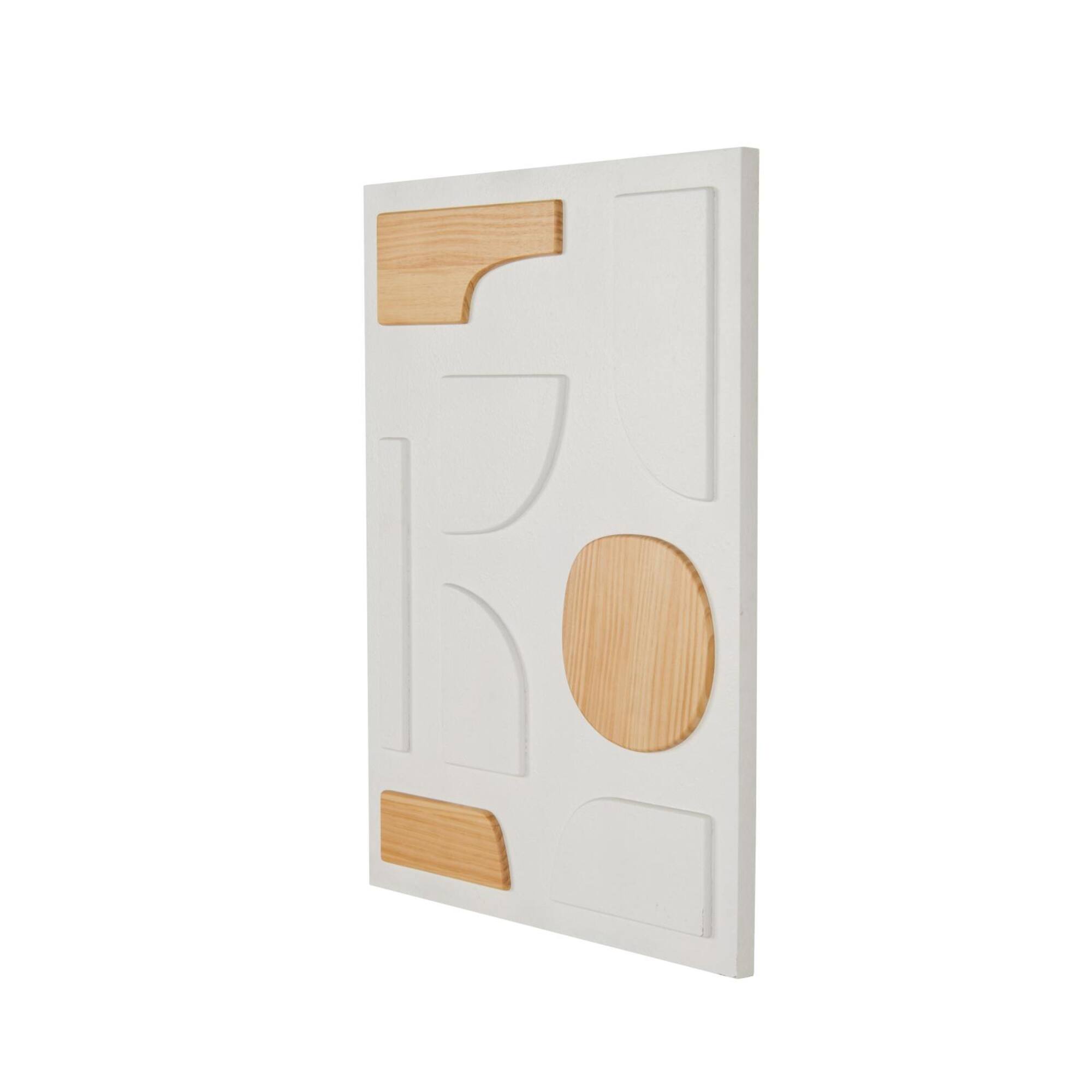 23.5" x 31.5" White Wood Geometric Dimensional Art Deco Shapes with Brown Accents Home Wall Décor